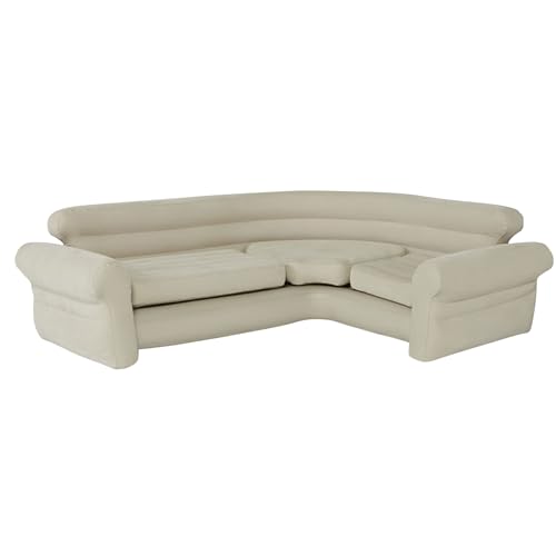 Intex Inflatable Corner Sofa, L-Shaped Couch with 880 lb. Weight Capacity, 2-in-1 Valve for Easy Indoor Setup, 101" x 80" x 30”